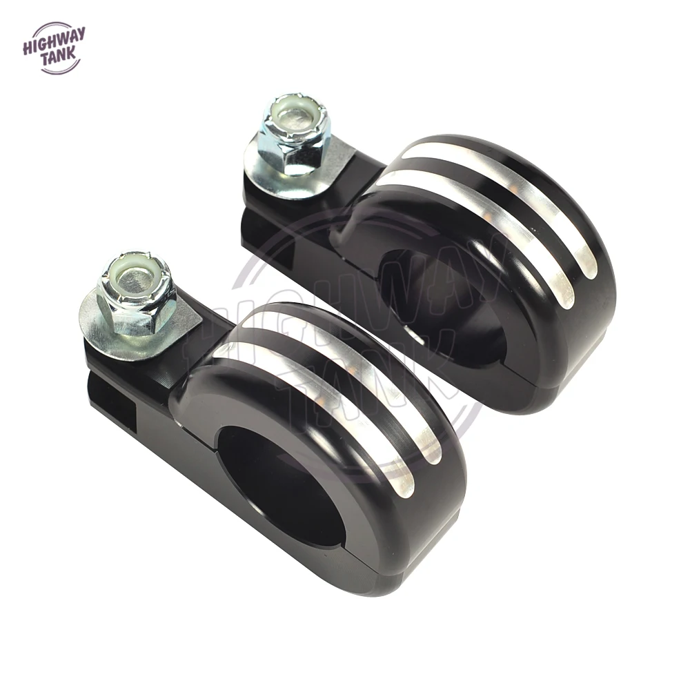 1 1/4" Black Clamp Edge Cut Motorcycle Foot Peg Mount Kit Case for