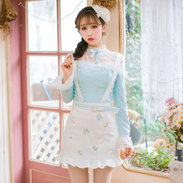 Женская шифоновая блузка в стиле Лолита с длинным рукавом|lolita blouse|chiffon shirtcandy rain |