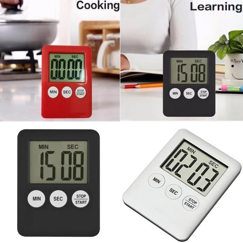 1Pc Time Timer Super Thin LCD Digital Screen Kitchen Timer Cooking Count Countdown Alarm Sleep Stopwatch Temporizador Dropship