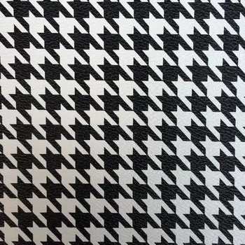 

synthetic PVC black and white Houndstooth Swallow gird printed leather material