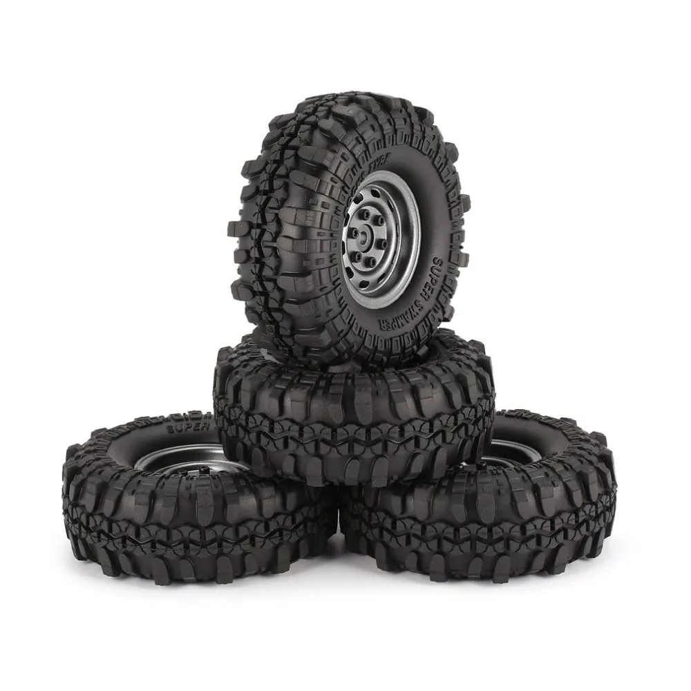 

4Pcs 1.9 Inch 110mm Rubber Tires Tire with Metal Wheel Rim Set for 1/10 Traxxas TRX-4 SCX10 RC4 D90 RC Crawler Car Part