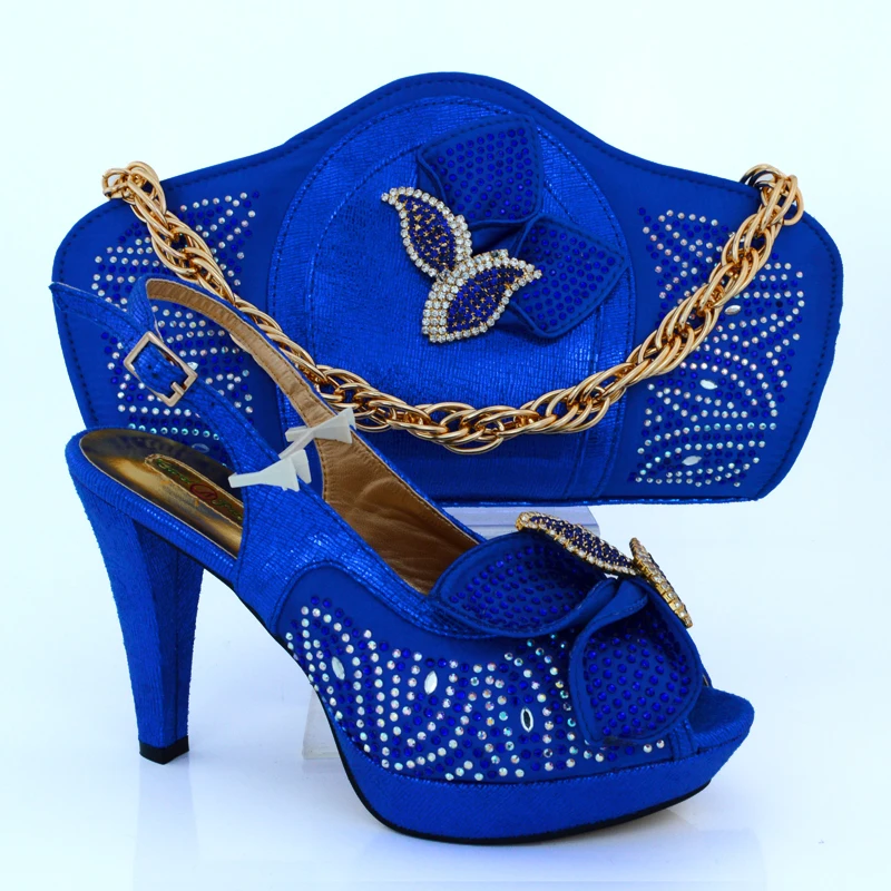 2016 High quality Nigeria ROYAL BLUE color wedding shoes