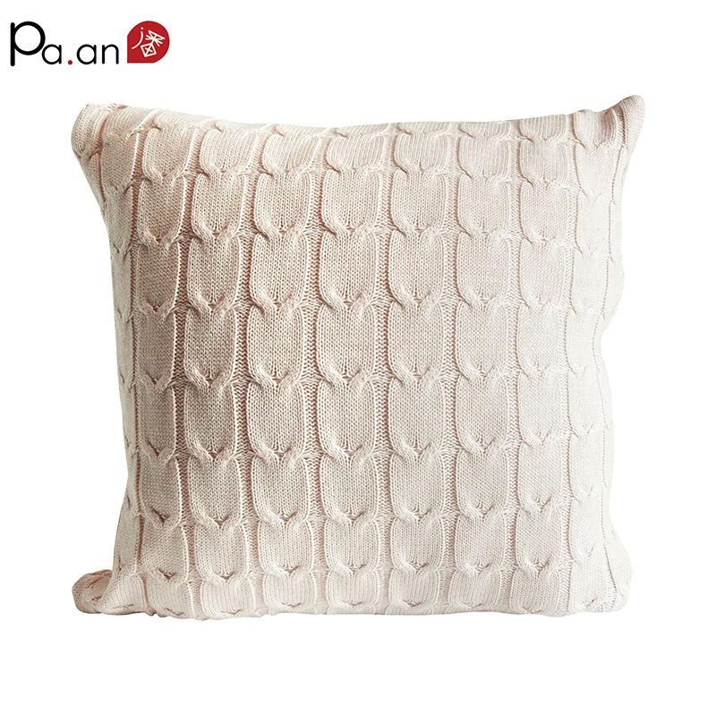 cheap 45x45cm vintage cushion cover solid knitted square beige pillows case car sofa home christmas supply free shipping
