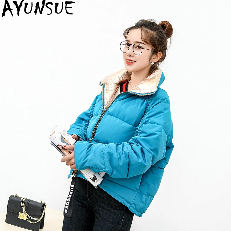 

AYUNSUE 2020 New Women's Down Jacket Winter Coat Women Double-sided Loose Korean Short Warm Women's Jackets Doudoune Femme KJ761