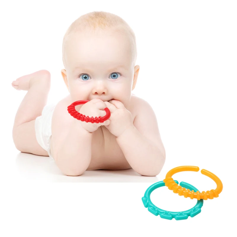Baby-Toys-0-12-months-24-Pcs-Rainbow-QQ-kids-Molars-Ring-Teether-Teddy-Chain-Clutch-Ring-Apron-New-Year-Gifts-3