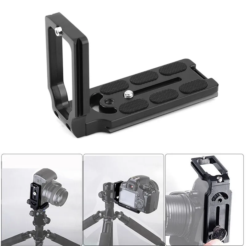 Vertical L Type Bracket Tripod Quick Release Plate Base Grip Handle For