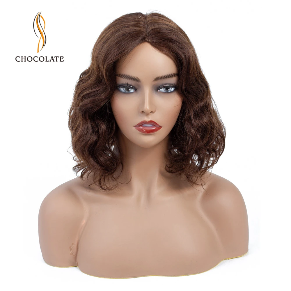 

Middle Part Lace Front Human Hair Short Bob Wigs Pixie Cut Brown Color 4# body Wave Lace Wigs For Women Brazilian Remy Hair