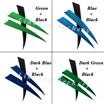 

36pcs 4" Fletching Turkey Feather Shield Shape Right Wing Vanes Traditional Arrow DIY Hunting Shooting 24pcs Color & 12pcs Black