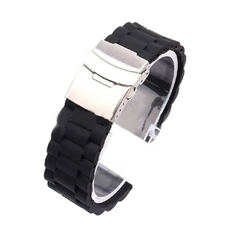 

Watchbands Double Click Butterfly Buckle Watch Automatic Push Button Fold Deployment Clasp Strap Bucklen