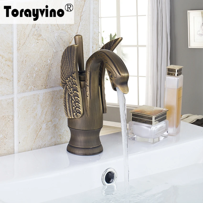 

Torayvino Luxury Delicate Antique Cute Swan Style Basin Faucet Single Handle Single Hole Mixer Distinguished Basin Faucet