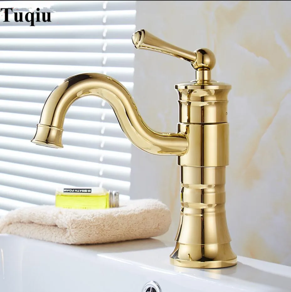 

Hot & Cold Brass single lever single lever gold Sink Faucet Bathroom Basin Faucet basin mixer tap