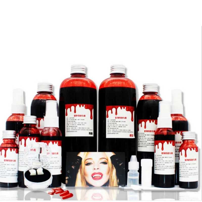 

Performance Props Halloween Ultra-realistic Fake Blood Simulation Human Vampire Teeth Hematopoietic Props Vomiting Edible
