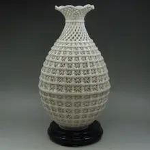 Разработка китайских украшения ручной работы резной ажурный Дэхуа белый фарфоровая ваза