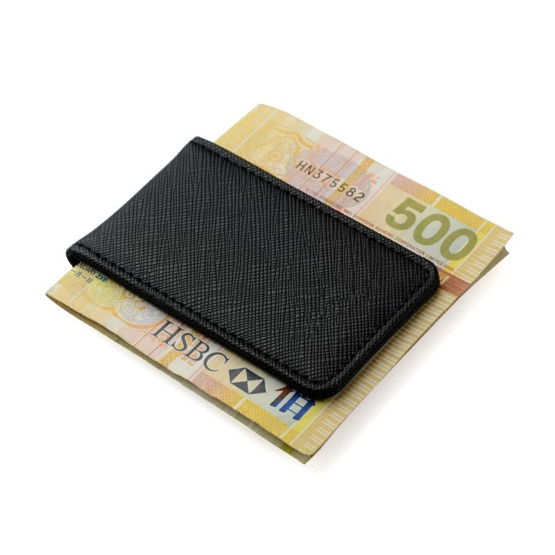 New Fashion Brand Genuine Leather Money Clip Purse Men Strong Magnetic High Quality Black Clip for Money Holder