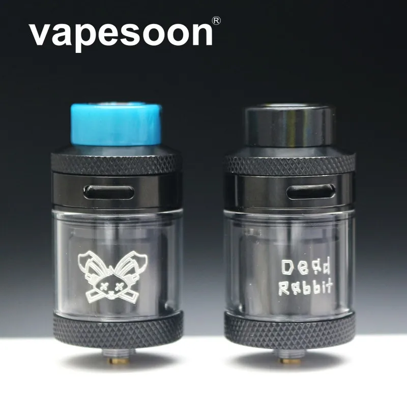 Günstig Neueste design Vapesoon Toten Kaninchen 25mm RTA 2 ML 4,5 ML Zerstäuber Mit Harz Drip spitze Single dual Spule Wiederaufbau Vape Verdampfer
