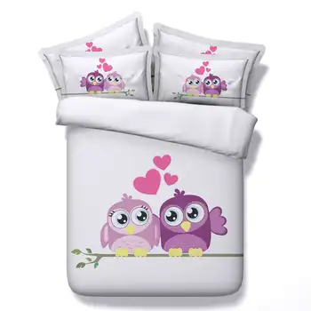 

cartoon birds printed bedding set comforter duvet covers bed linens twin full queen king cal king size Children's Girls bedroom