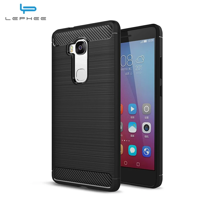 

LEPHEE For Huawei Honor 5X Case Silicone TPU Brushed Texture Carbon Fiber Phone Cover for Huawei Honor 5X 5 X X5 GR5 Case 5.5"