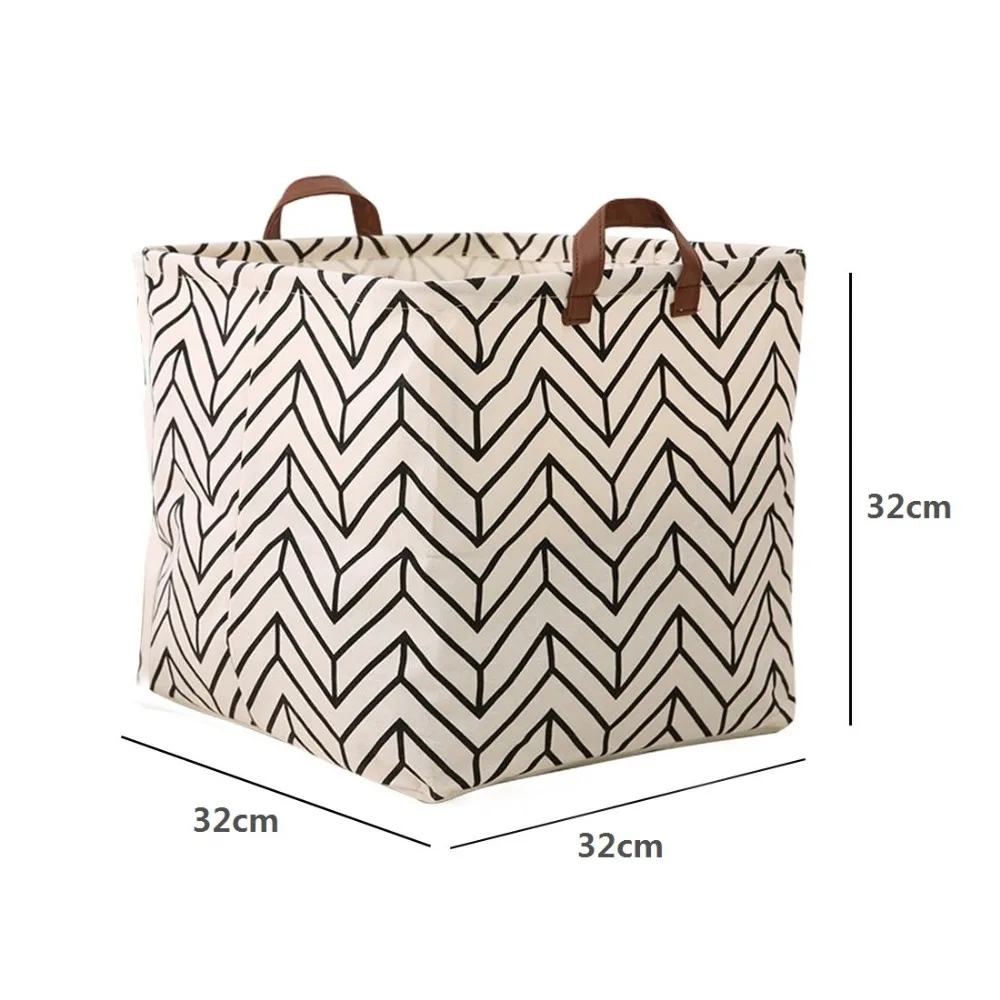 new Large Cotton Handle Folding Laundry Basket Toys Organizer Clothing Storage Bag Dirty Clothes Bucket Laundry Holder Stand Bin