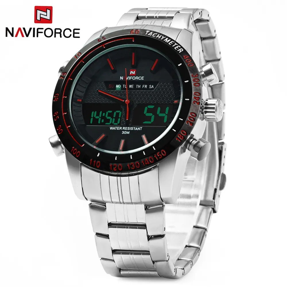 NAVIFORCE 9024 Orologi Da Uomo Al Quarzo Orologio Analogico Digitale LED  Orologio Da Polso Cinturino In Acciaio Calendario Commerciale di Lusso  Relogio - AliExpress