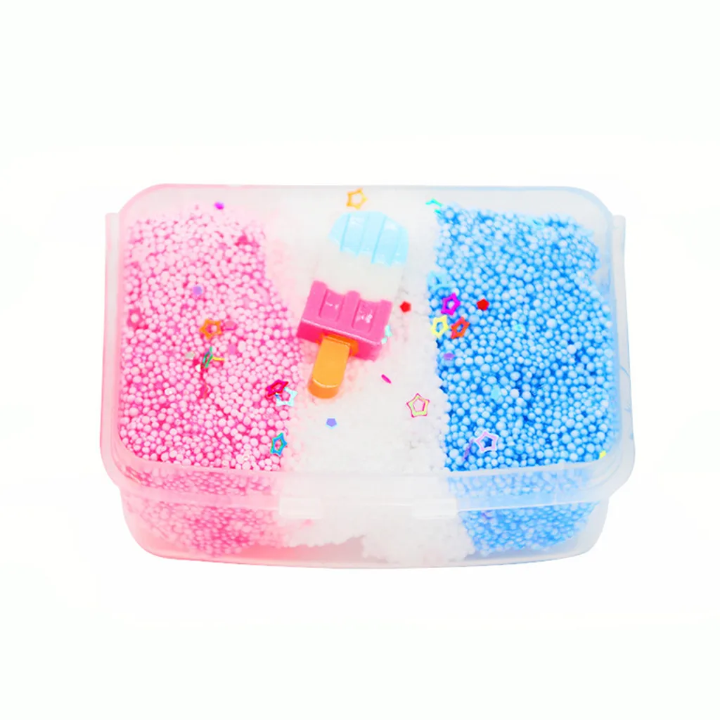 

Polymer Clay Slime Fluffy Three Color Milk Scented Ice Cream Shape Slime Mud Decompression Toy Anxiety Antistress Magic Sand