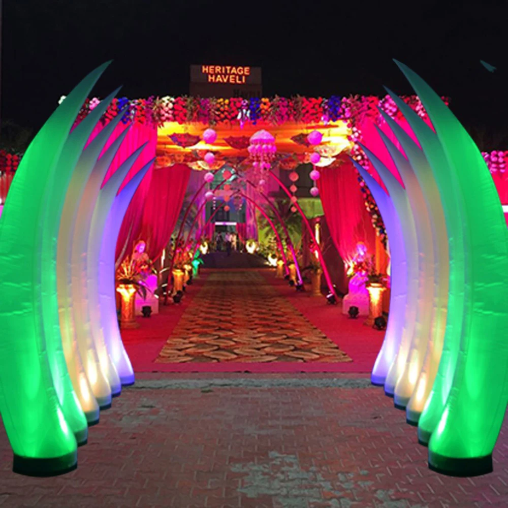 

2m/2.5m/3m Inflatable LED Ivory Glowing in the Dark High Lighted Tusk with 16 Color Changing Lights for Wedding Party