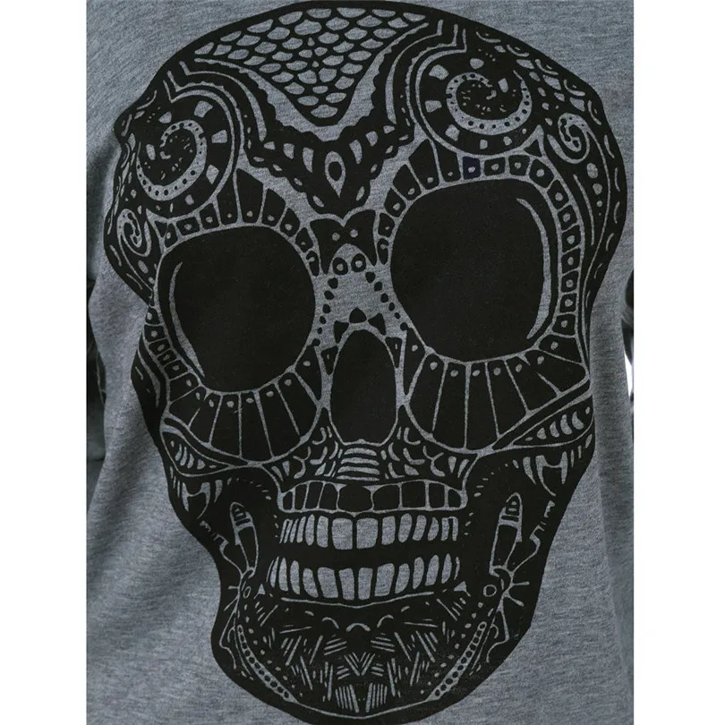 New Women Sweatshirt Autumn Plus Size Long SleeveHalloween Skull Print Skew Collar Plus Size Sweatshirt Blouse Top Outwear #4F05 (3)
