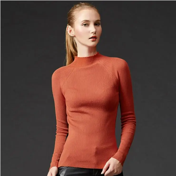 2017 New European Women High Elastic Knitted Sweaters Pullover Female