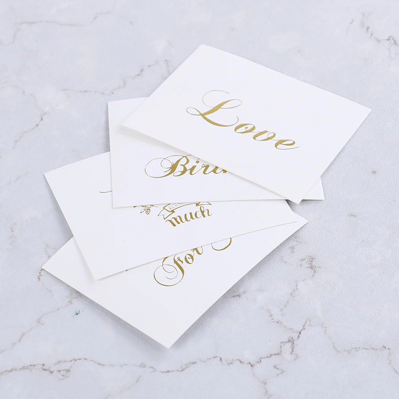 

10pcs Mini Gold Embossed Valentine Happy Thank you Card Birthday Christmas Party Wedding Invitation Letter Greeting Cards