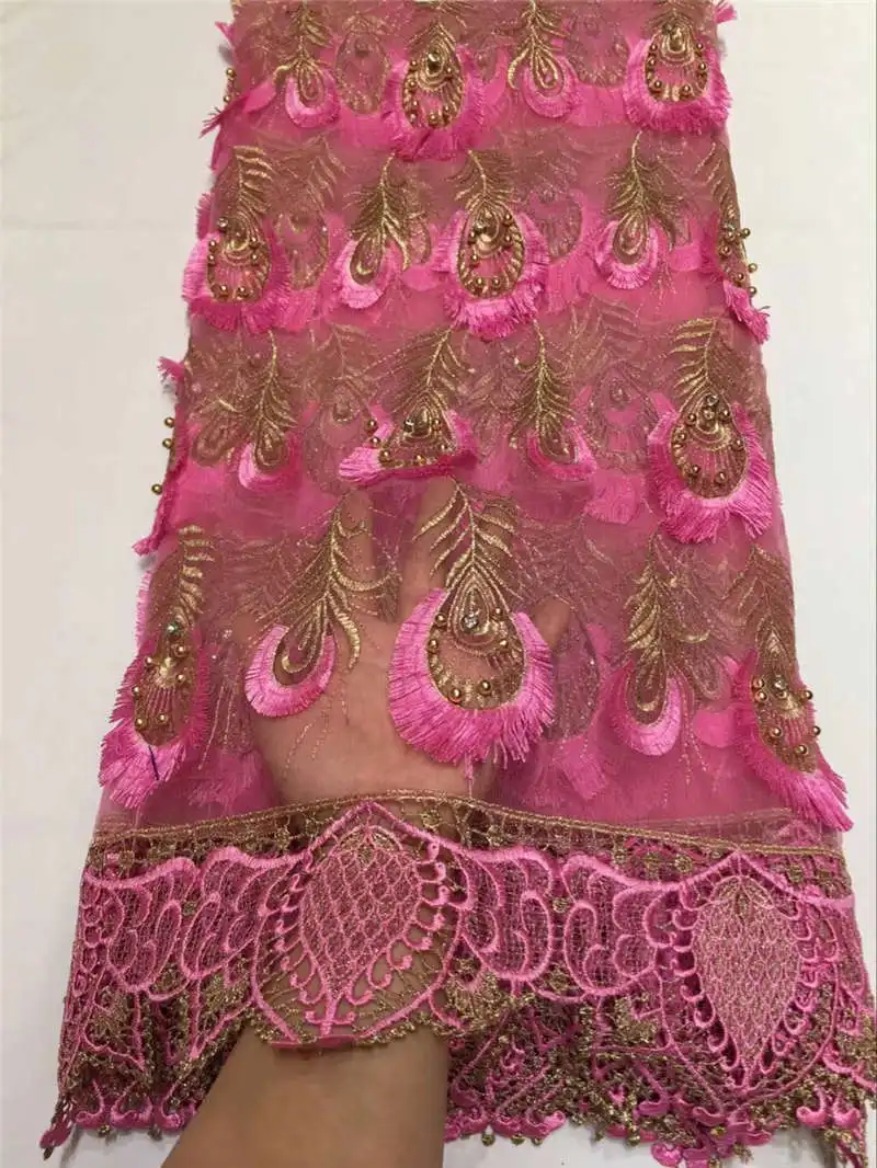 

2018 NEW! African beads High Quality Net Lace,French Voile French tulle mesh Lace Fabric For dress 5 yard/lot Free Shipping-30