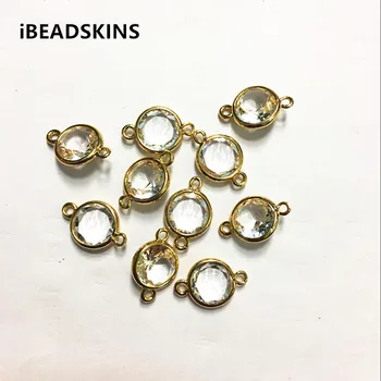 

New arrival! 18x12mm 50pcs/lot gold color Copper Material with clear Glass round-shape connection for Jewelry handmade DIY
