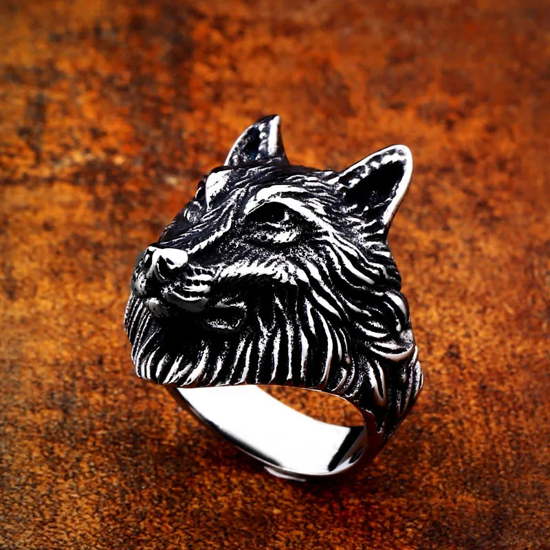 Beier 316L Stainless Steel nose viking Amulet wolf head Man ring Odin 's Symbol for scandinavian wholesale fashion jewelry LR649