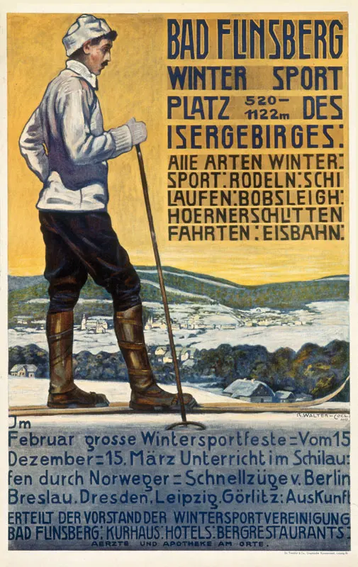 Немецкие туристические плакаты Bad Flinsberg зимние спортивные классические