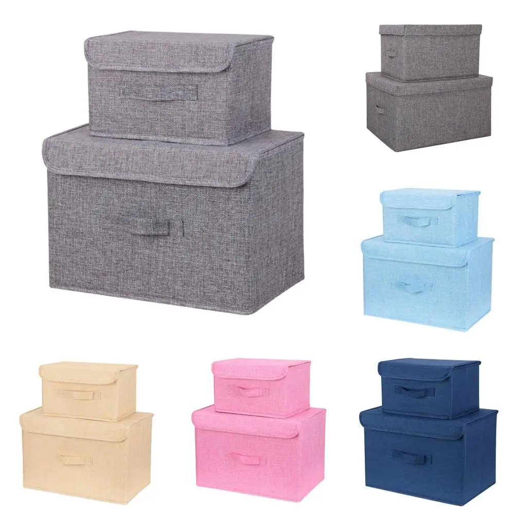 Buy 2pcs Washable Foldable Storage Box Cotton And
