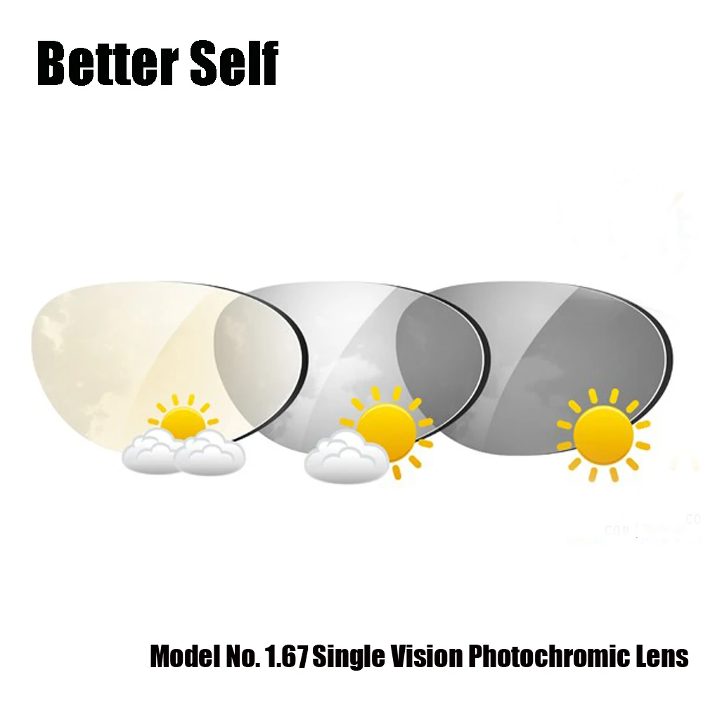 

1.67 Single Vision Transitions Sunglasses Lens Photogrey Photobrown Free Lens Cut Frame Fitment Service Photochromic Glasses
