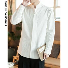 Sinicism Store, рубашки с длинным рукавом,, мужская хлопковая и льняная рубашка, китайский стиль, повседневная, тонкая, высокое качество, Мужская одежда, 5XL