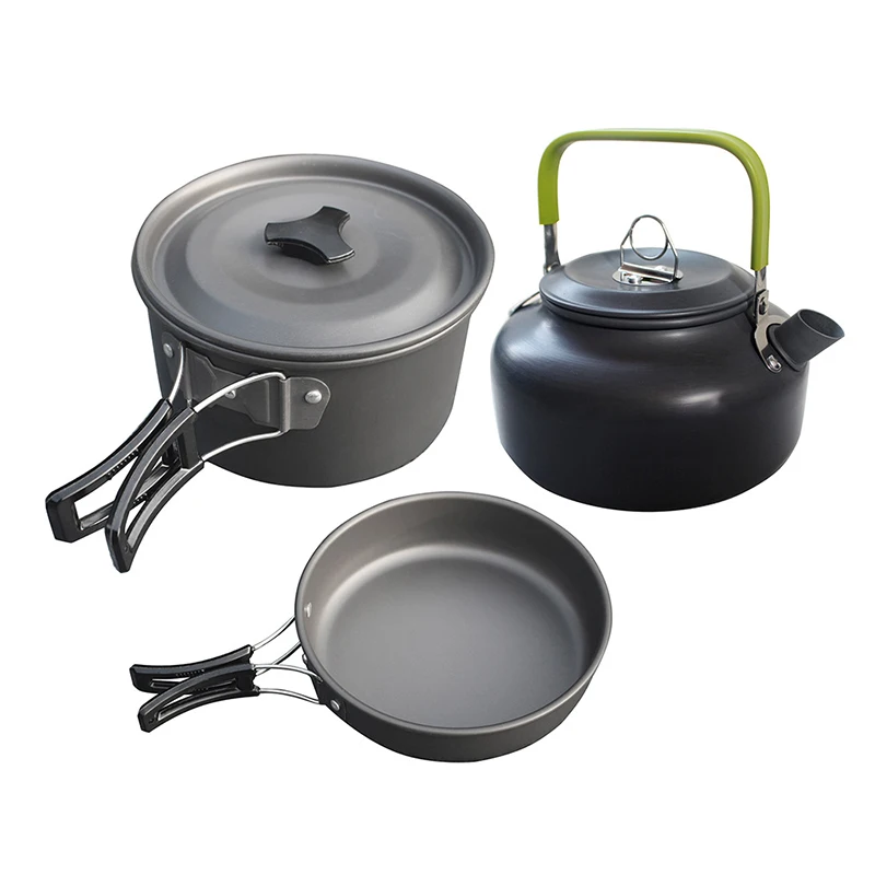 

Outdoor Camping Cookware Combination Pot Bowl Teapot Portable Cooking Picnic Equipment Mess Kit Backpacking Gear