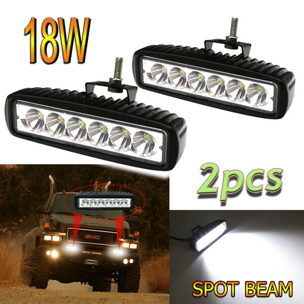 PAIR 6INCH 18W SINGLE ROW LED LIGHT BAR OFF ROAD BOAT TRUCK ATV 4x4 LED