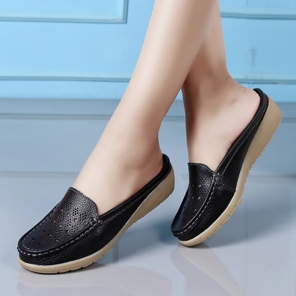 

Summer Women Flat Shoes Breathable Candy Shallow Mouth Soft Bottom Outdoor Slip On Half Sandals Peas Boat Shoes Running Shoes