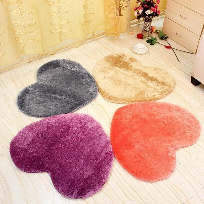 1Pc 5 Color 40*30cm Heart Shaped Nonslip Carpet Shower Floor Bathroom