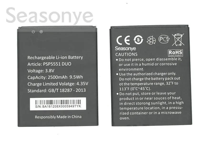 Seasonye 1x2500 mAh/9.5Wh Оборудование для psp 5551 DUO Замена литий-ионная Батарея для Prestigio Grace S5 LTE Оборудование для psp 5551 DUO+ код отслеживания