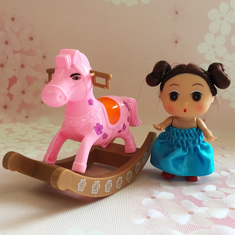 Enfants Enfants Bebe Fille De Mignon Belle Mini Jouet Toy Raccords Cheval A Bascule Et Un Petit Kewpie Bebe Costume Aliexpress
