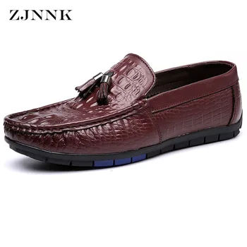 

ZJNNK Men Moccasins Cow Leather Men Loafers Good Quality Men Driving Shoes Fashion Chaussure Homme Light Comfy Men Leather Shoes