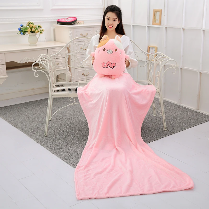 Pillow Blanket 2in1 Kawaii игрушечная кошка плюшевые игрушки мягкие животные Подушка и одеяло 2в1 детские игрушки для детского подарка игрушки для новорожденных - Цвет: Pillow Blanket 2in1