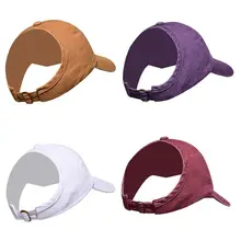 Mujeres Hombres medio vacío Top sombrilla gorra de béisbol Vintage lavado Color espalda descubierta Cola de Caballo desordenado Bun deportes ajustable camionero sombrero