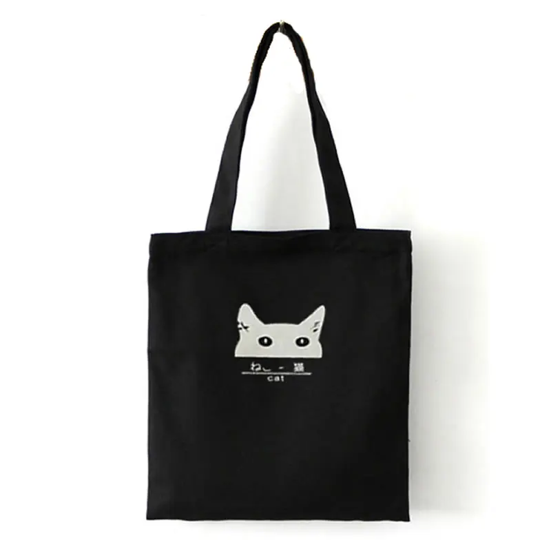 0 : Buy Cartoon Lovely Small Cat Canvas Tote Bag Men Women Handbag Shoulder Bags ...