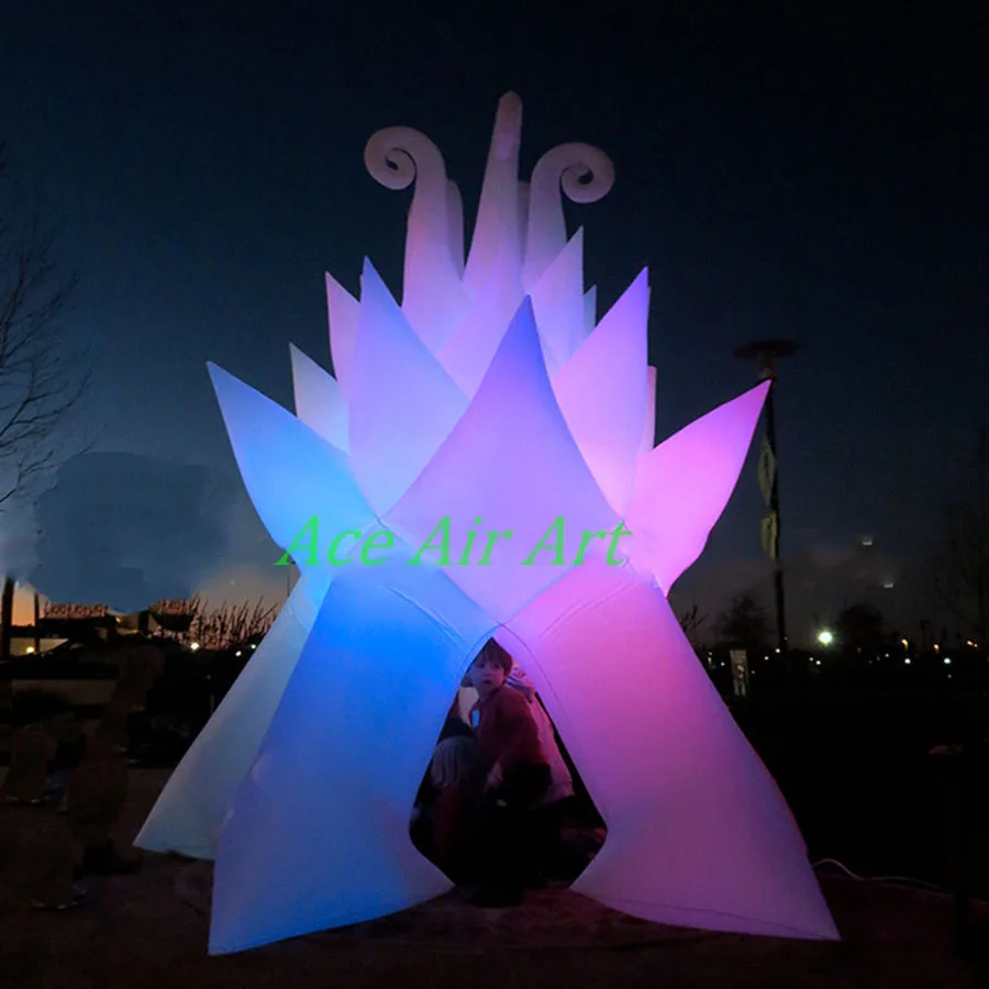 

Cheaper price inflatable lighting decoration,beautiful glowing campfire shape model,flower replica for lawn party