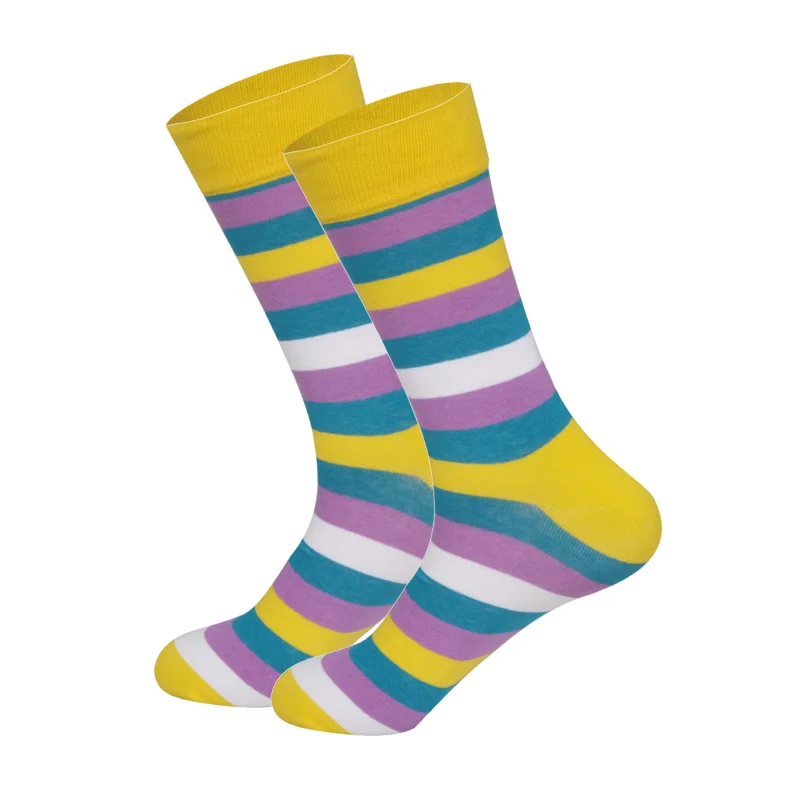 Новое поступление, Брендовые мужские носки, забавные, 22 цвета, британский стиль, дизайнерские, счастливые носки, хлопковые, длинные, Chaussettes Homme Fantaisie - Color: stripe5