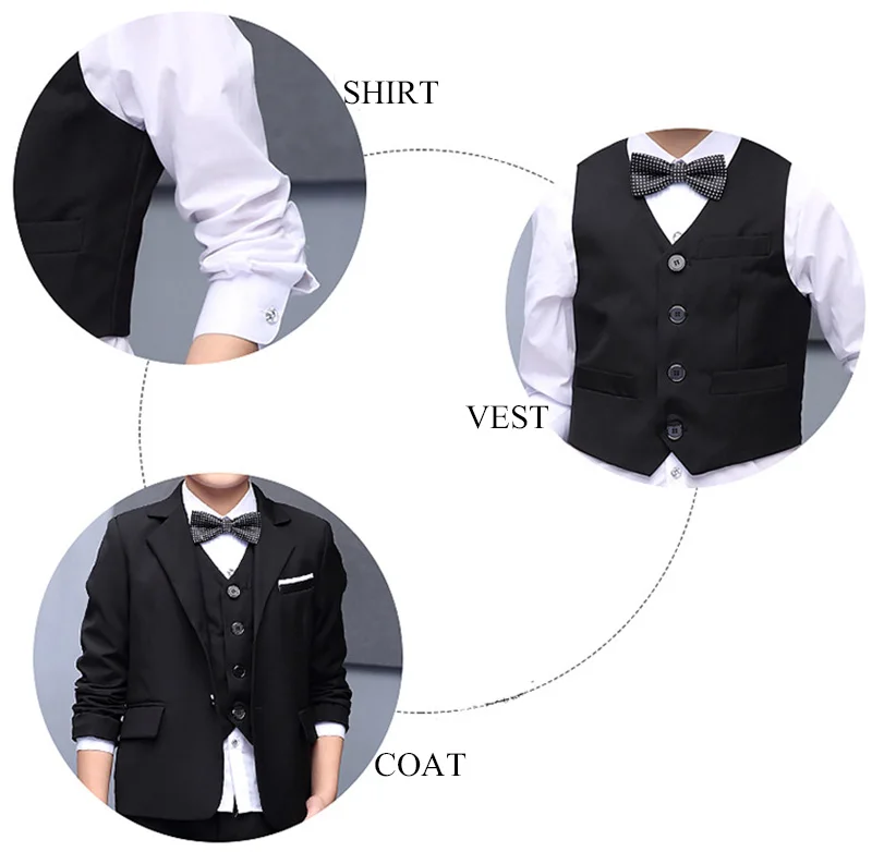  boys suits (suit+pant+vest+shirt+tie) for weddings Party Suits Blazer Costume Garcon Formal School wears 5pcsset (7)
