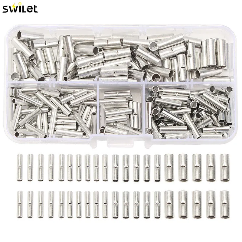 

SWILET 200Pcs/Case Silver Copper Wire Copper Crimp Connector Insulated Cord Pin End Terminals For 10-22AWG Cable