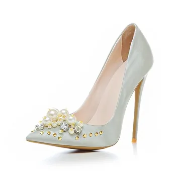 THEMOST Fashion Women Pumps Designer High heels Rivets Big size 33-43 Shoes Woman Pearl Decor Zapatos Mujer High Heels Stiletto